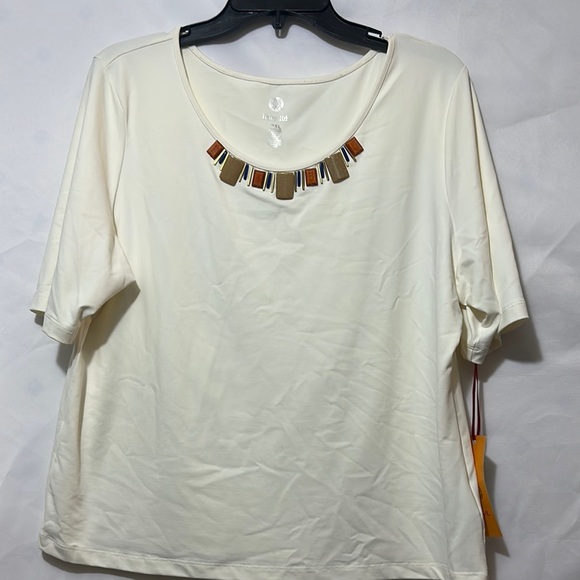 Ruby Rd Cream Short Sleeve Tee Top - Picture 1 of 6